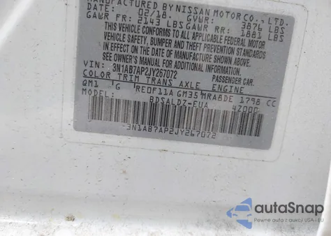 2018 Nissan Sentra Sv from USA, damaged, VIN 3N1AB7AP2JY267072